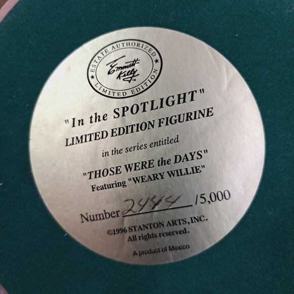 Emmett Kelly 1996 Stanton Arts In The Spotlight Those Were The Days Figurine 12" - Picture 14 of 14